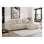 Narożnik MONIVA L - strona prawa - beżowy, welwet