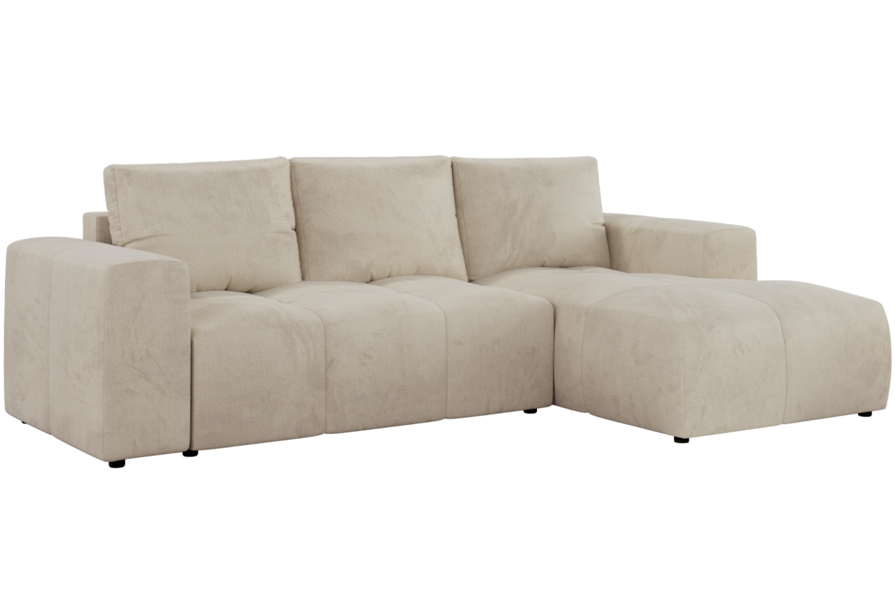 Narożnik MONIVA L - strona prawa - beżowy, welwet