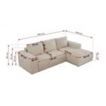 Narożnik MONIVA L - strona prawa - beżowy, welwet