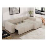 Narożnik MONIVA L - strona prawa - beżowy, welwet