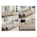 Narożnik MONIVA L - strona prawa - beżowy, welwet