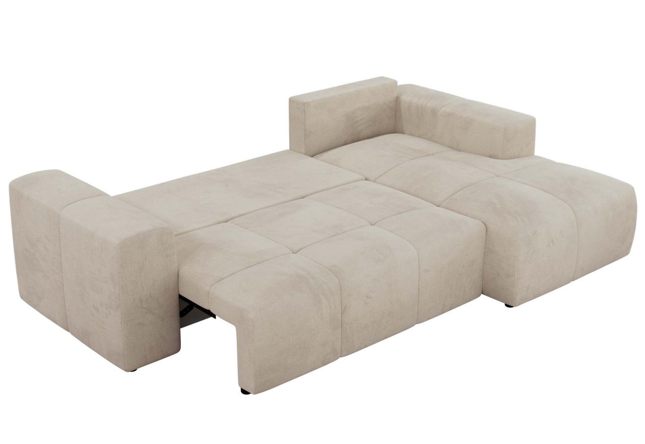 Narożnik MONIVA L - strona prawa - beżowy, welwet