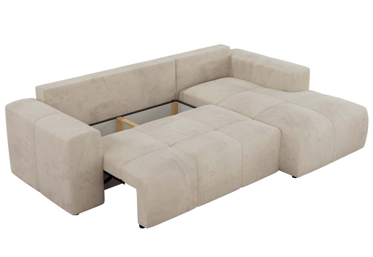 Narożnik MONIVA L - strona prawa - beżowy, welwet