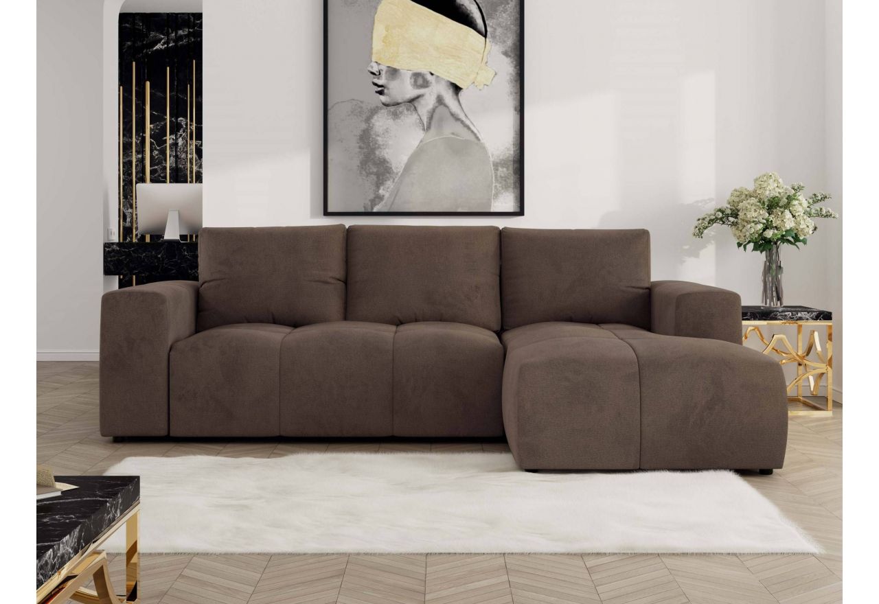 Narożnik MONIVA L - strona prawa - brązowy, welwet