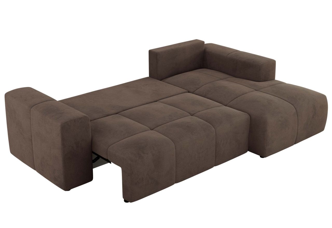 Narożnik MONIVA L - strona prawa - brązowy, welwet