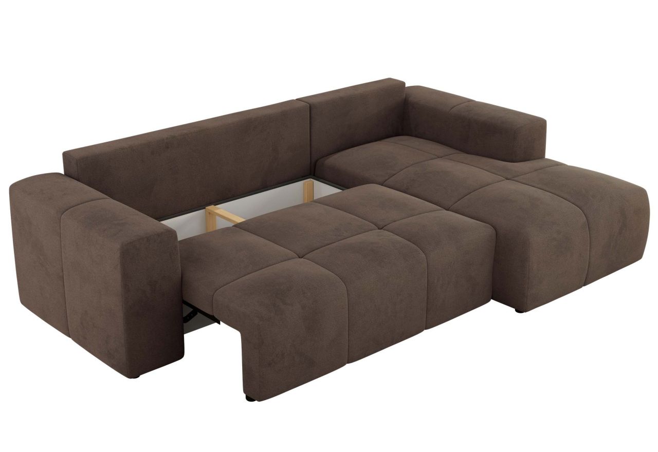 Narożnik MONIVA L - strona prawa - brązowy, welwet