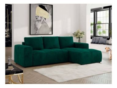 Narożnik MONIVA L - strona prawa - ciemnozielony, welwet