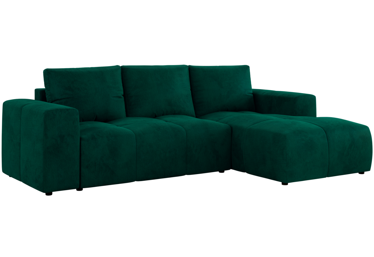 Narożnik MONIVA L - strona prawa - ciemnozielony, welwet