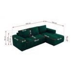 Narożnik MONIVA L - strona prawa - ciemnozielony, welwet