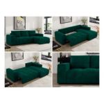 Narożnik MONIVA L - strona prawa - ciemnozielony, welwet