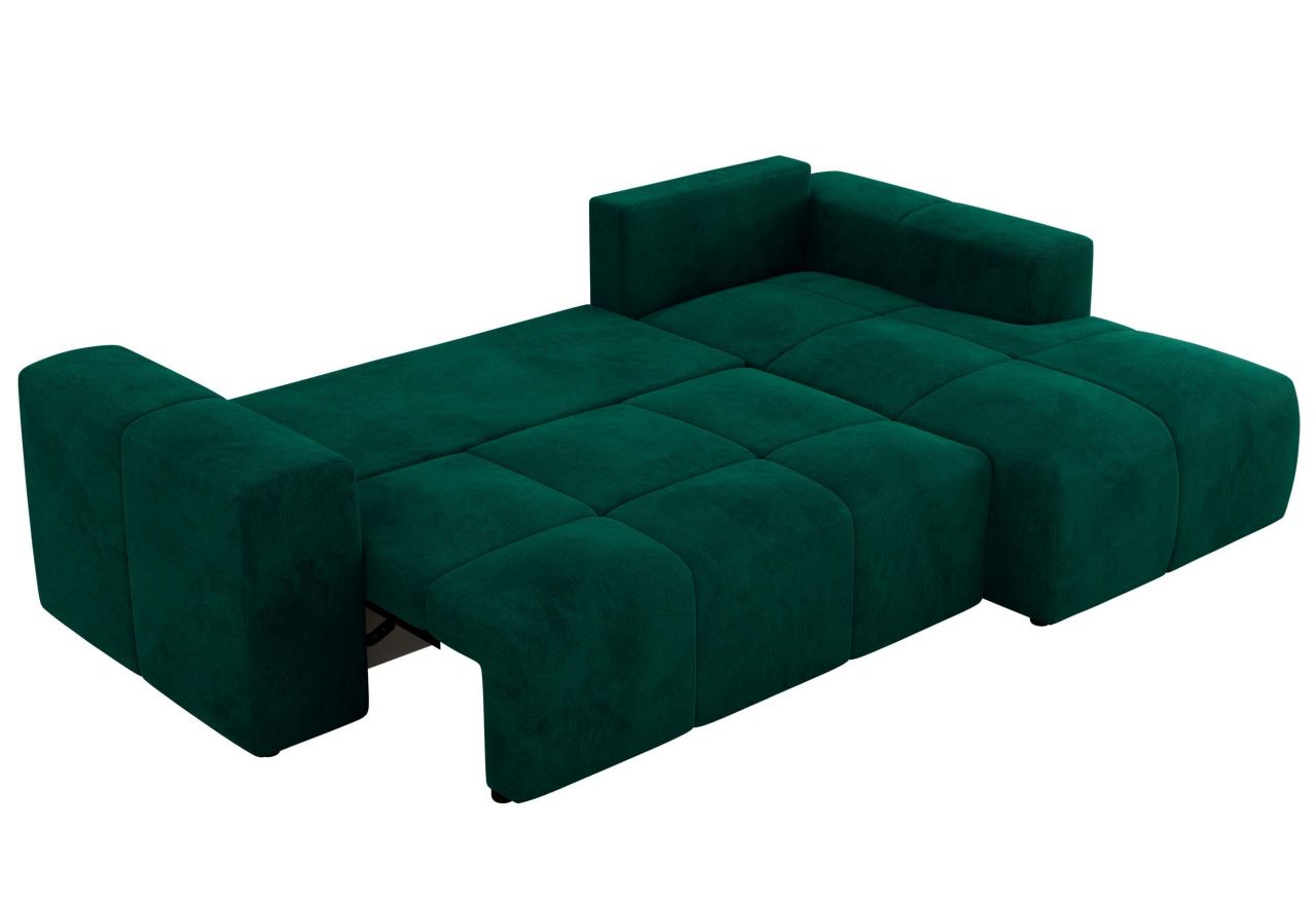 Narożnik MONIVA L - strona prawa - ciemnozielony, welwet