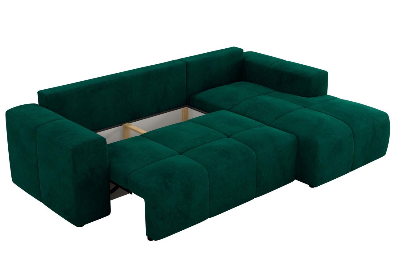 Narożnik MONIVA L - strona prawa - ciemnozielony, welwet