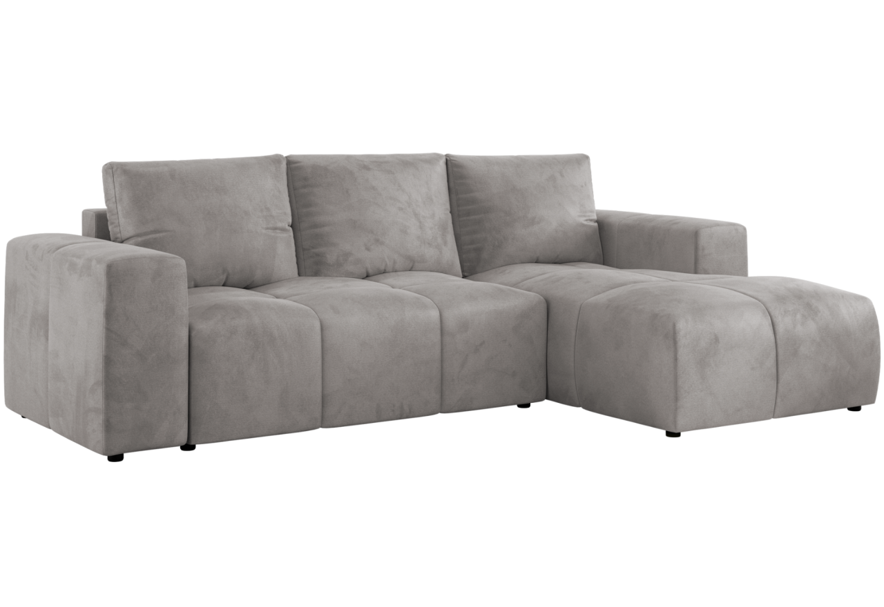 Narożnik MONIVA L - strona prawa - jasnoszary, welwet