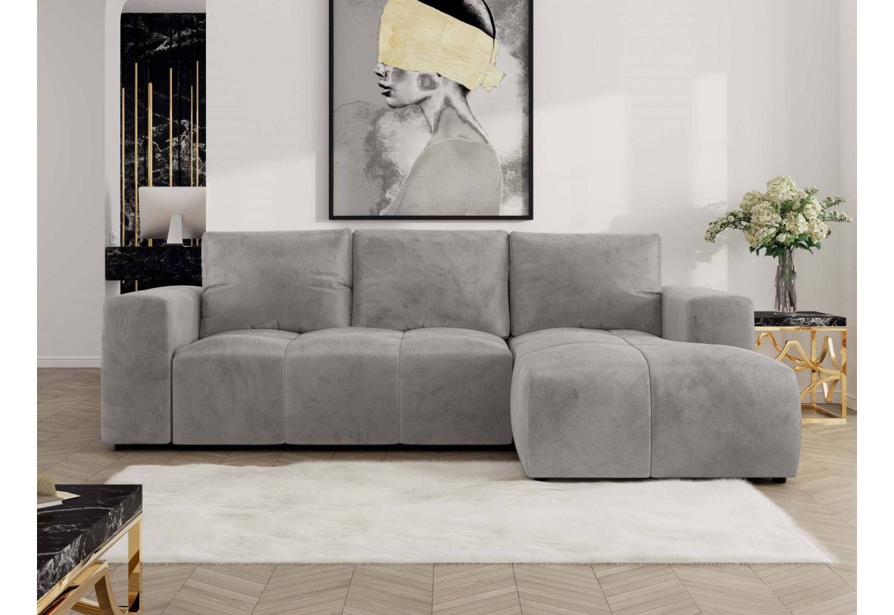 Narożnik MONIVA L - strona prawa - jasnoszary, welwet