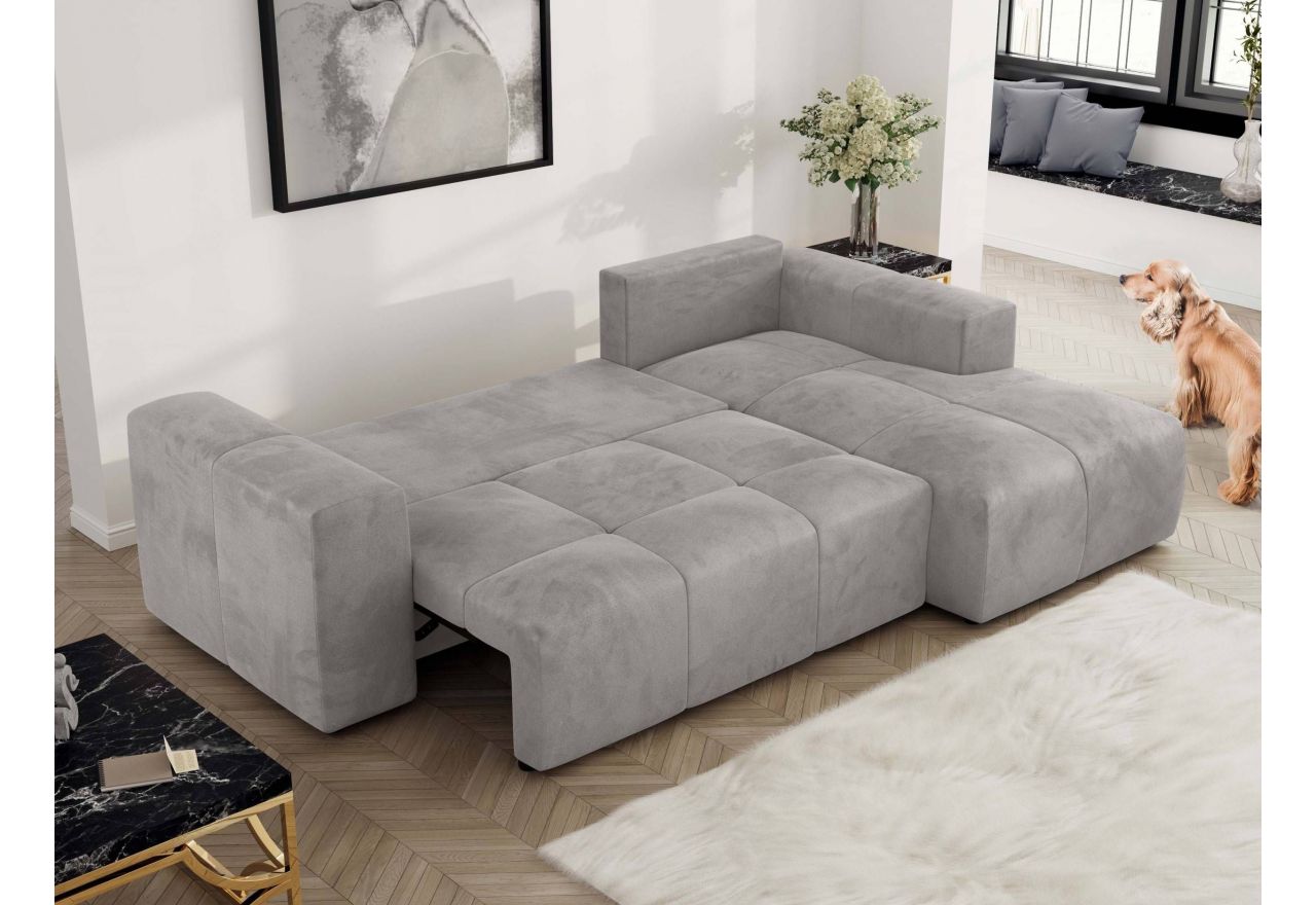 Narożnik MONIVA L - strona prawa - jasnoszary, welwet