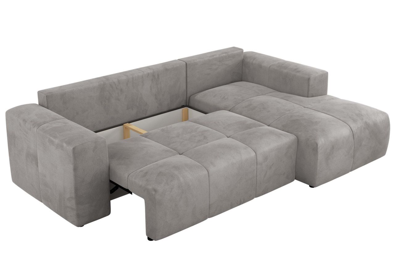 Narożnik MONIVA L - strona prawa - jasnoszary, welwet