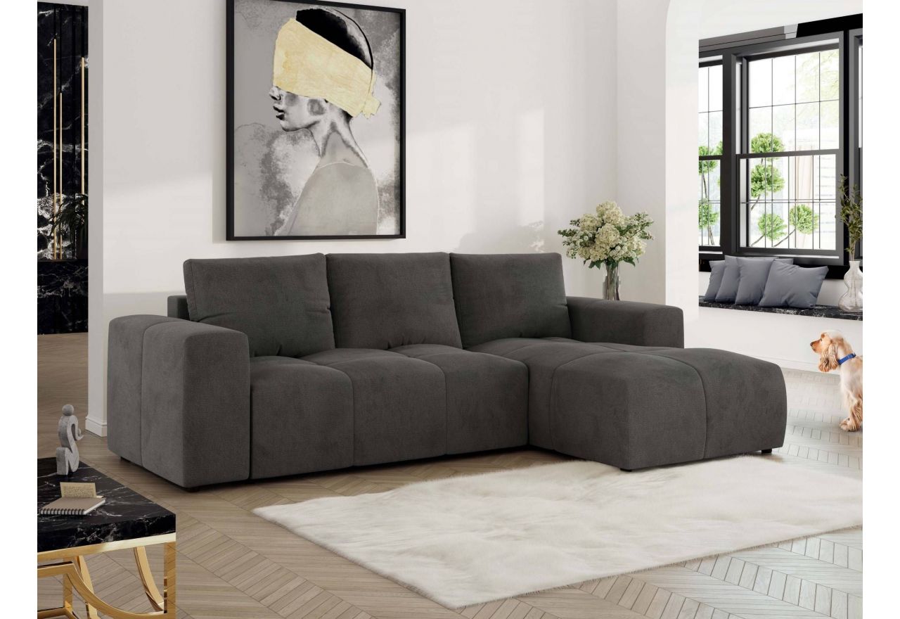 Narożnik MONIVA L - strona prawa - ciemnoszary, welwet