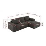 Narożnik MONIVA L - strona prawa - ciemnoszary, welwet