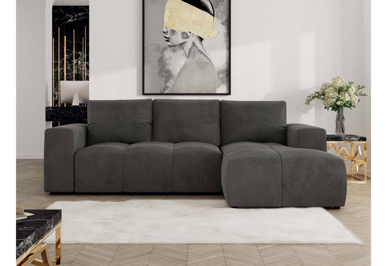 Narożnik MONIVA L - strona prawa - ciemnoszary, welwet