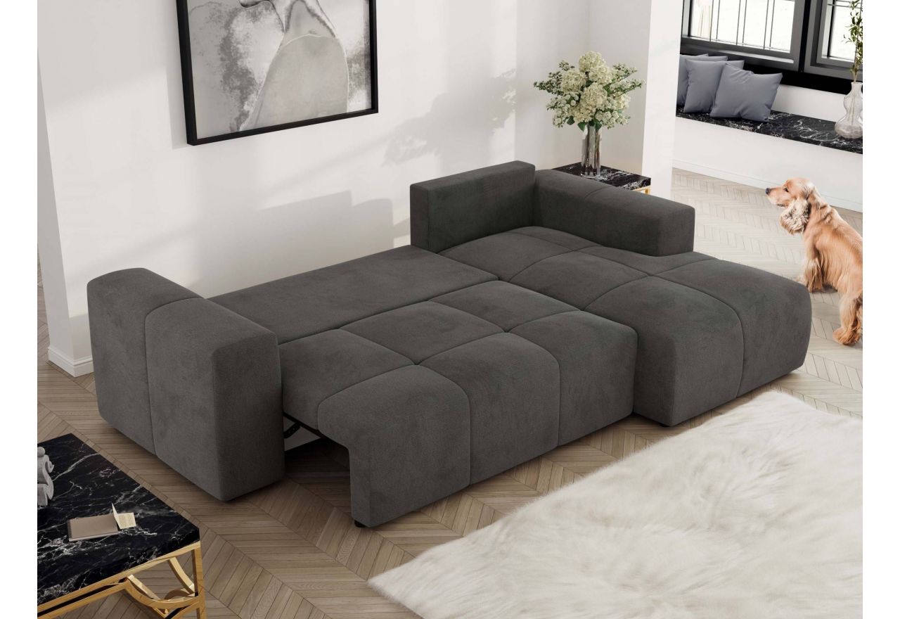 Narożnik MONIVA L - strona prawa - ciemnoszary, welwet