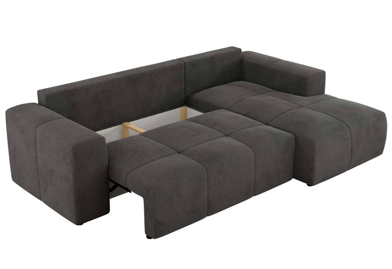 Narożnik MONIVA L - strona prawa - ciemnoszary, welwet