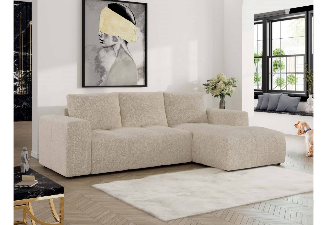 Narożnik MONIVA L - strona prawa - kremowy, struktura