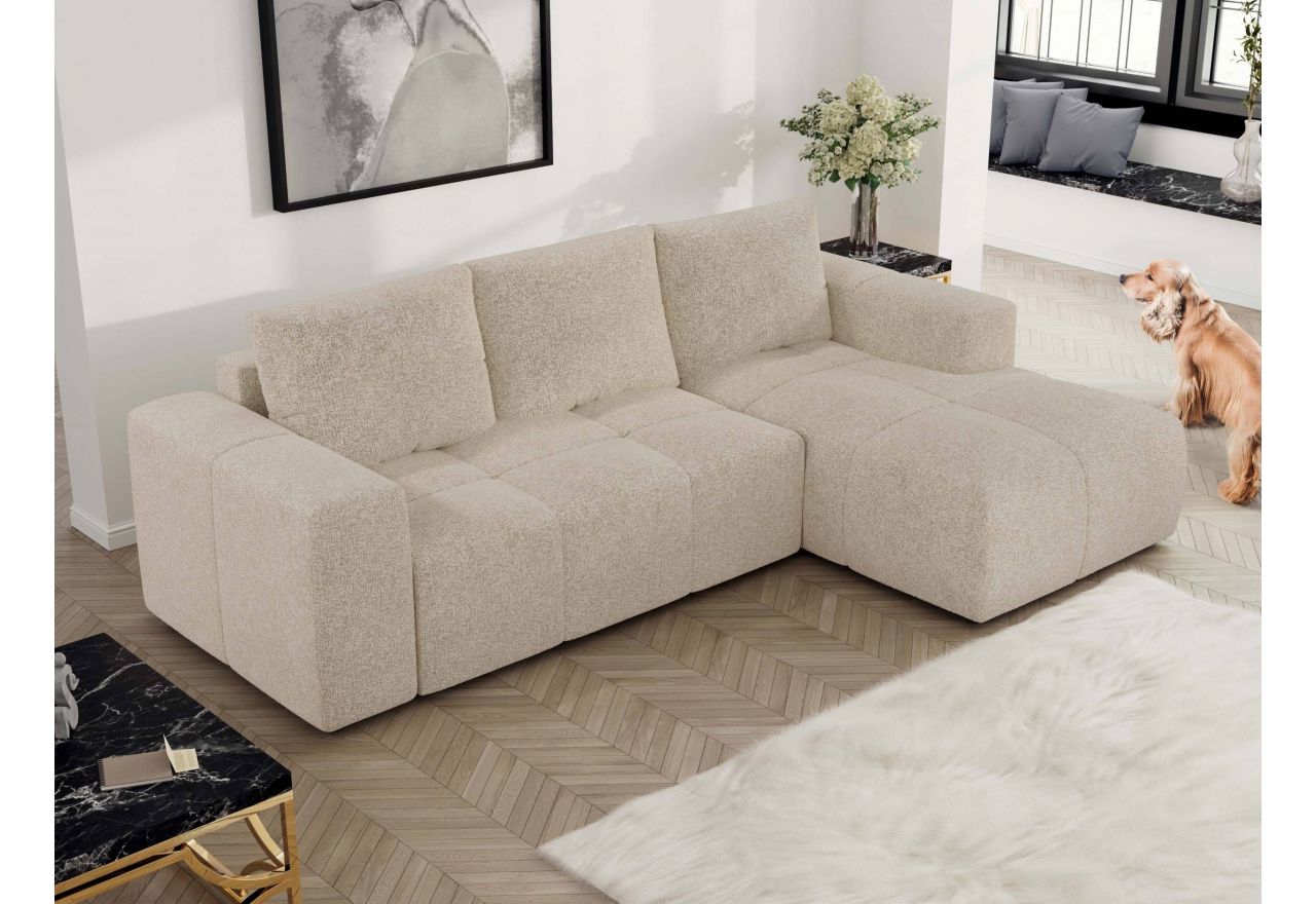 Narożnik MONIVA L - strona prawa - kremowy, struktura