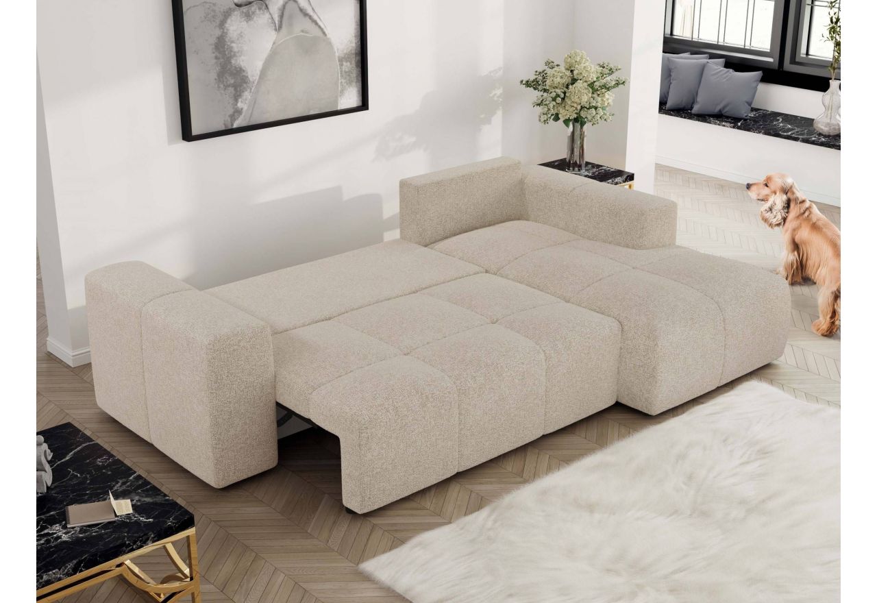 Narożnik MONIVA L - strona prawa - kremowy, struktura