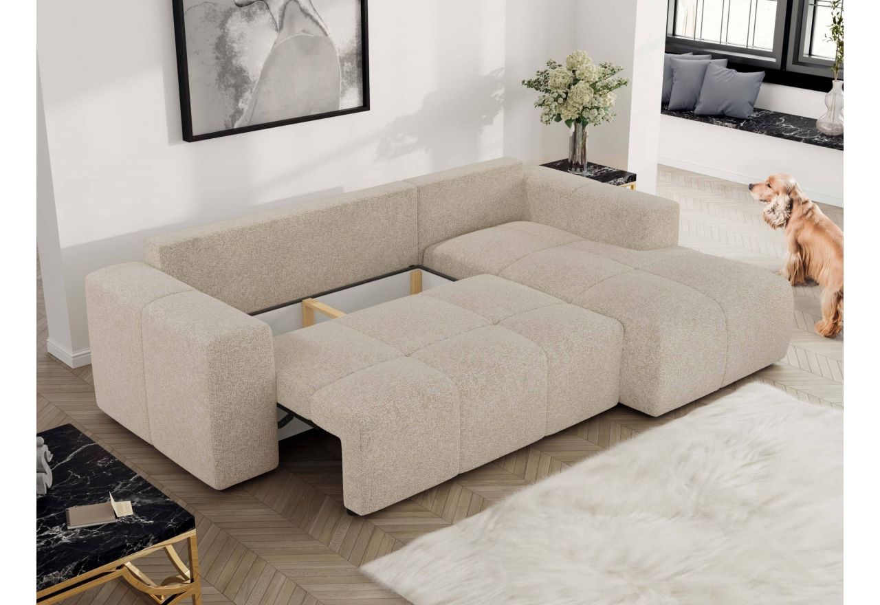 Narożnik MONIVA L - strona prawa - kremowy, struktura