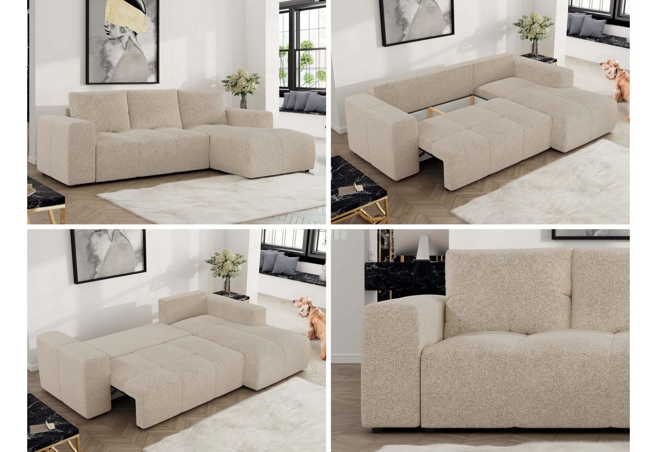 Narożnik MONIVA L - strona prawa - kremowy, struktura