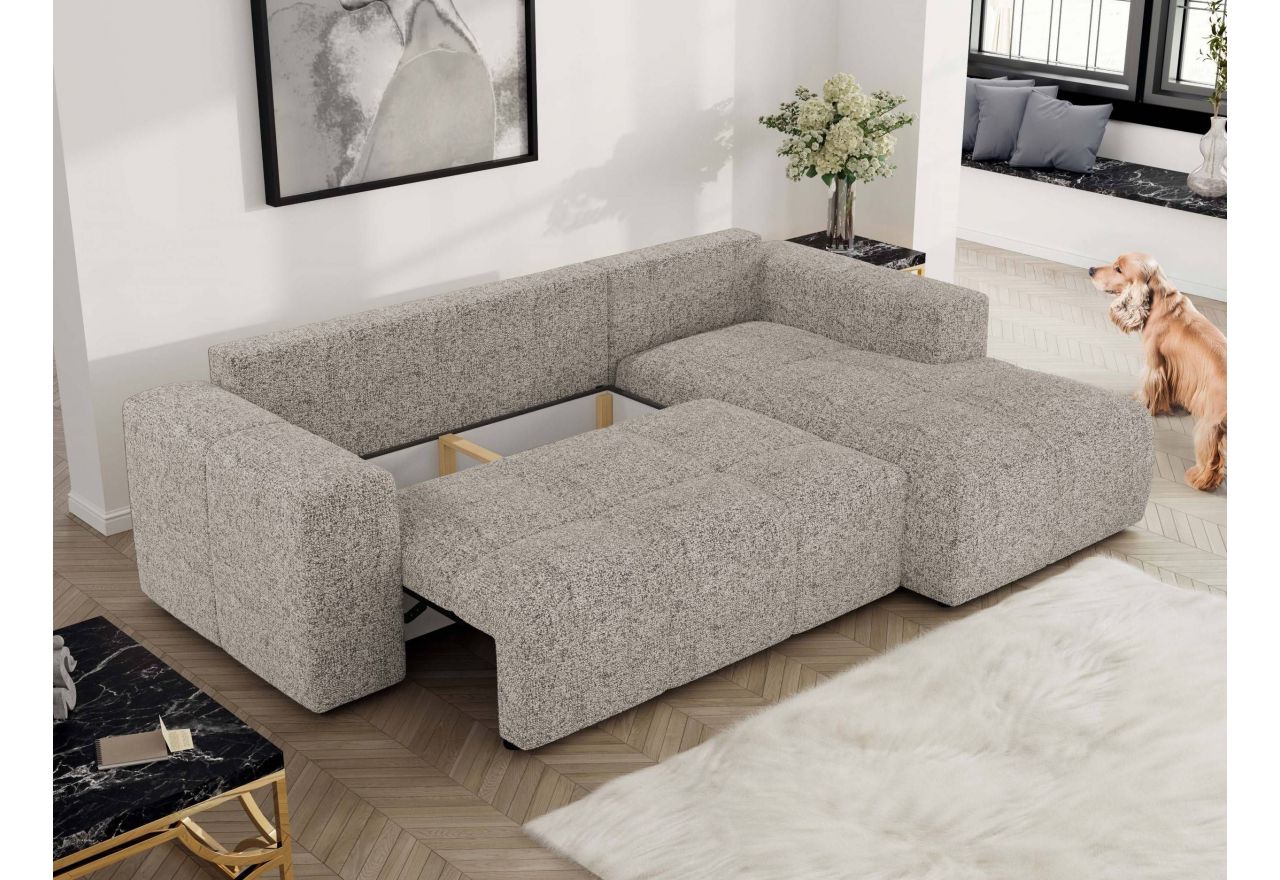 Narożnik MONIVA L - strona prawa - beżowy, struktura