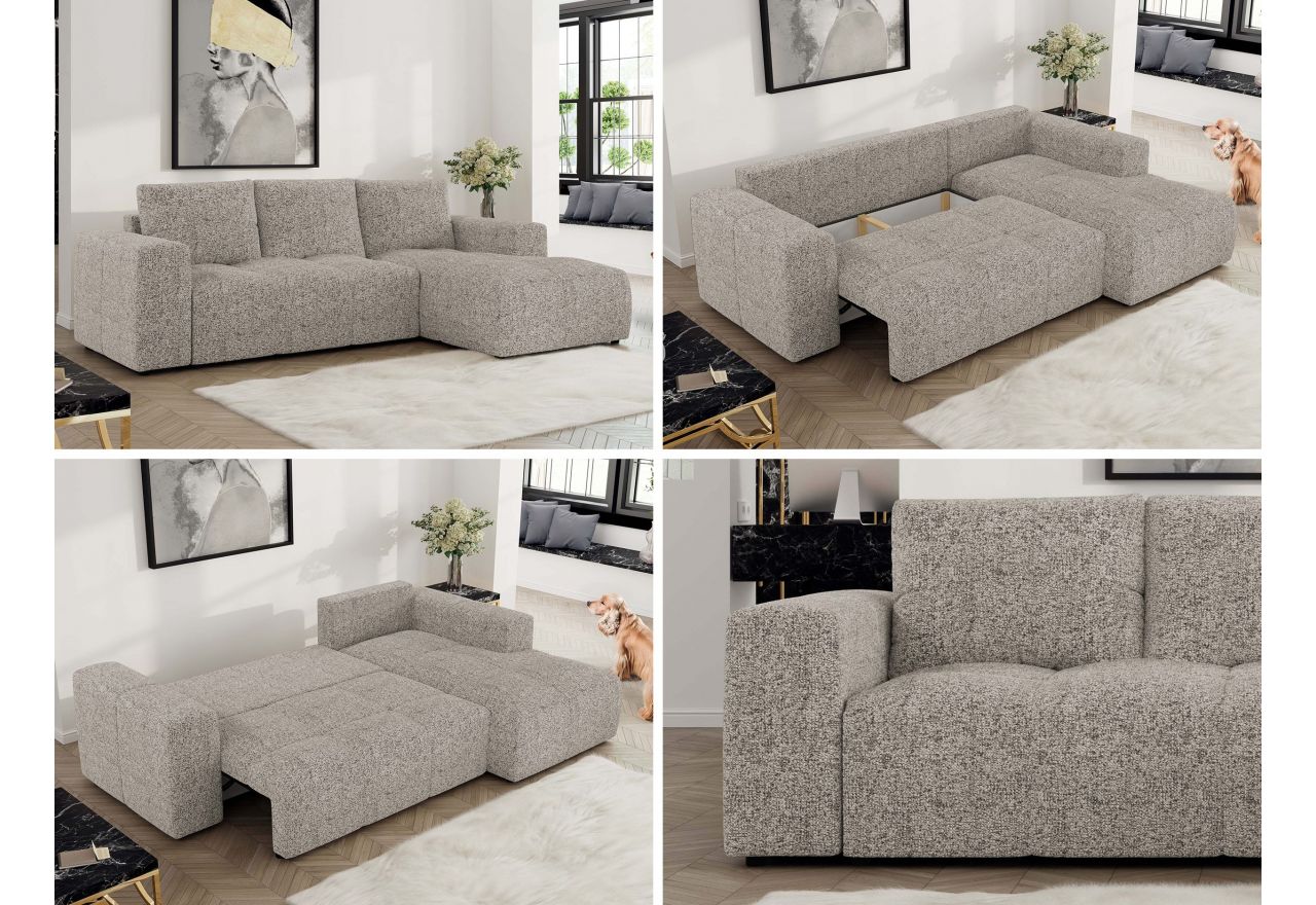 Narożnik MONIVA L - strona prawa - beżowy, struktura