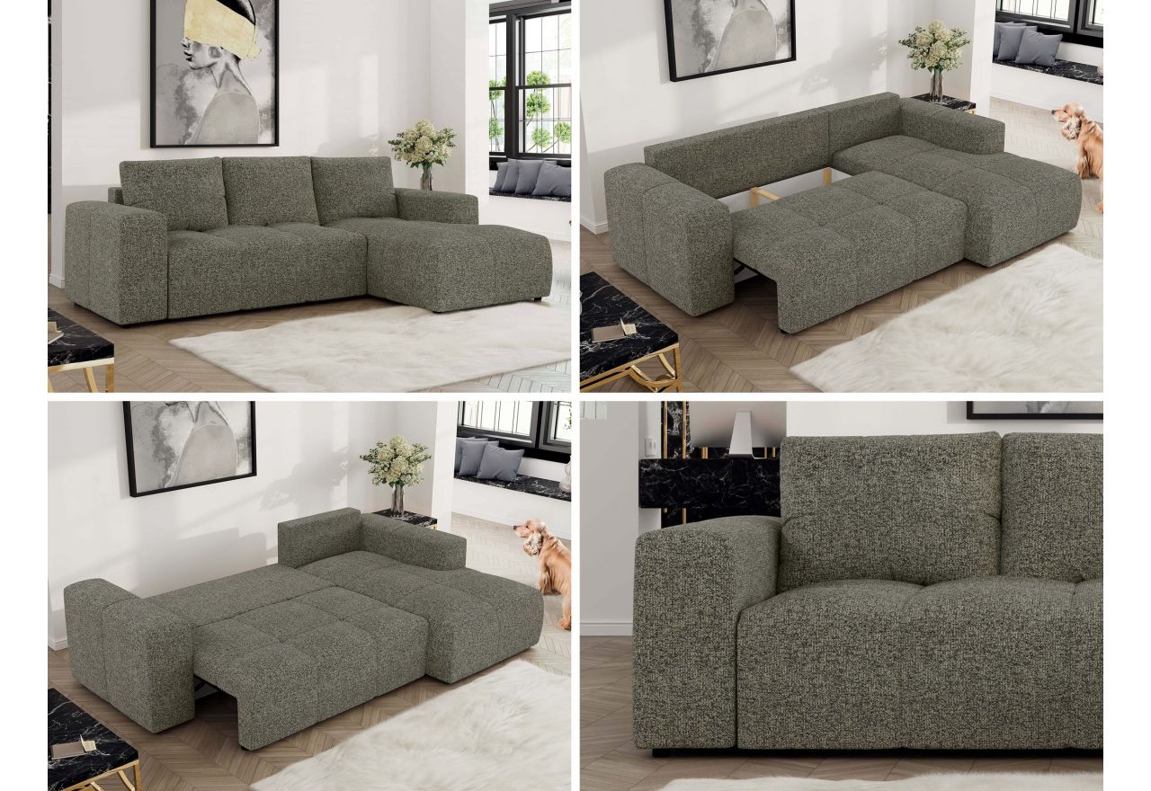 Narożnik MONIVA L - strona prawa - szary, struktura