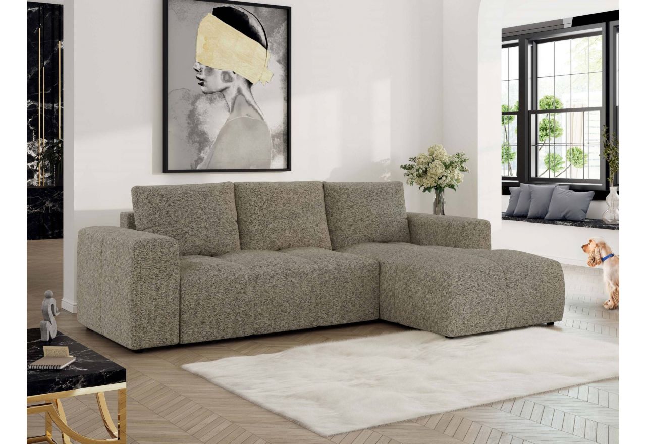 Narożnik MONIVA L - strona prawa - ciemnobeżowy, struktura