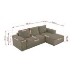 Narożnik MONIVA L - strona prawa - ciemnobeżowy, struktura