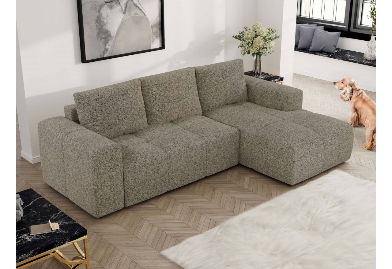 Narożnik MONIVA L - strona prawa - ciemnobeżowy, struktura