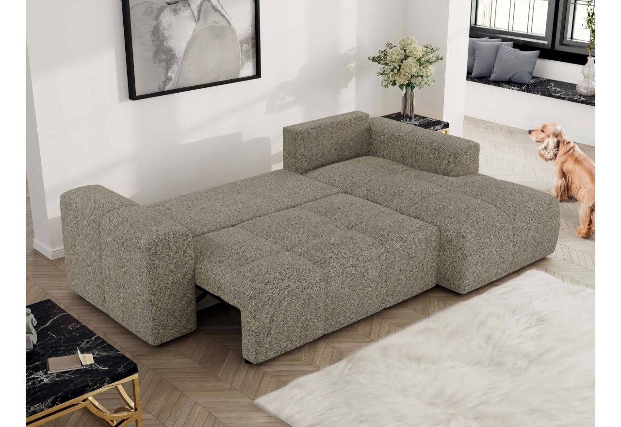 Narożnik MONIVA L - strona prawa - ciemnobeżowy, struktura