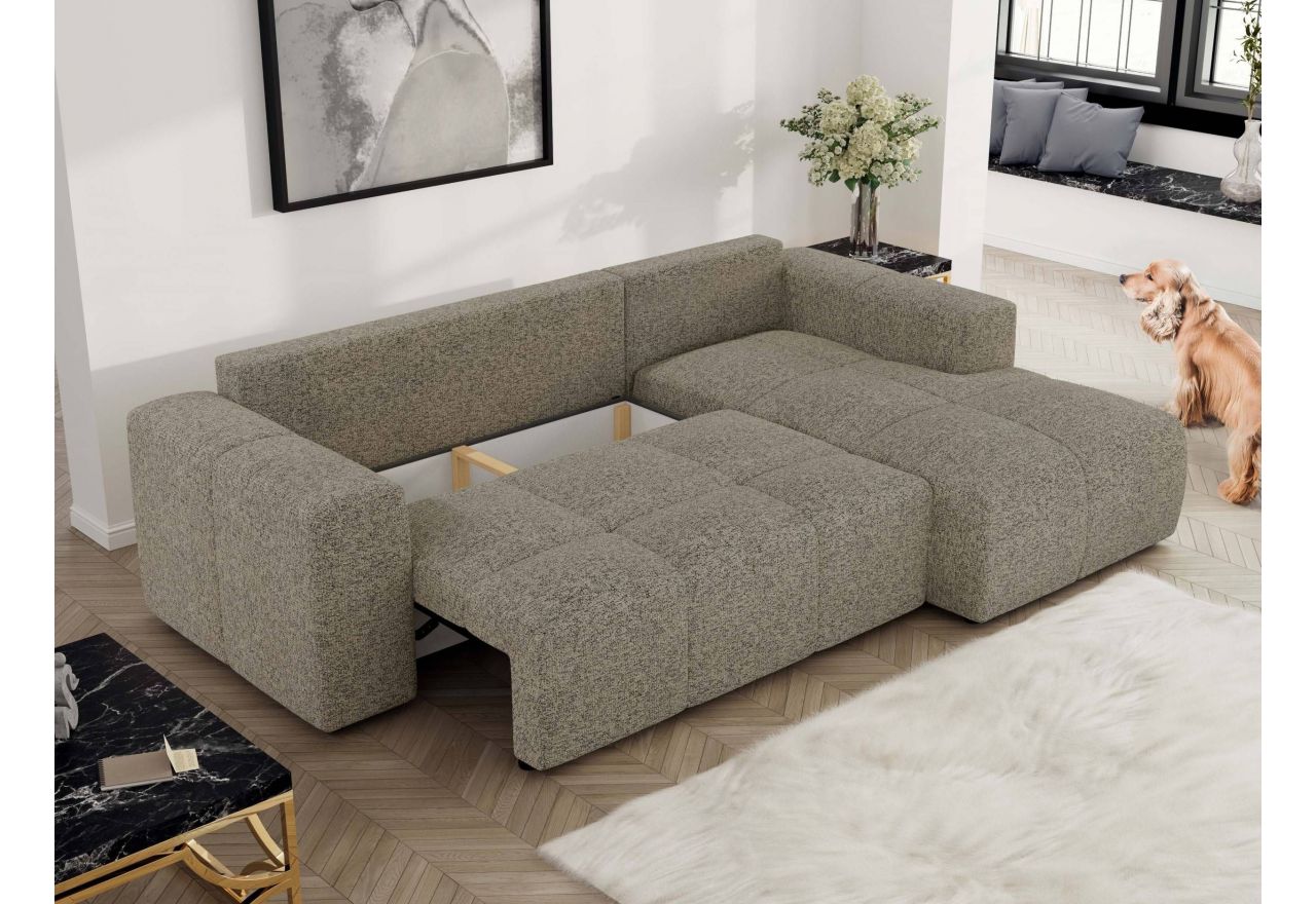 Narożnik MONIVA L - strona prawa - ciemnobeżowy, struktura