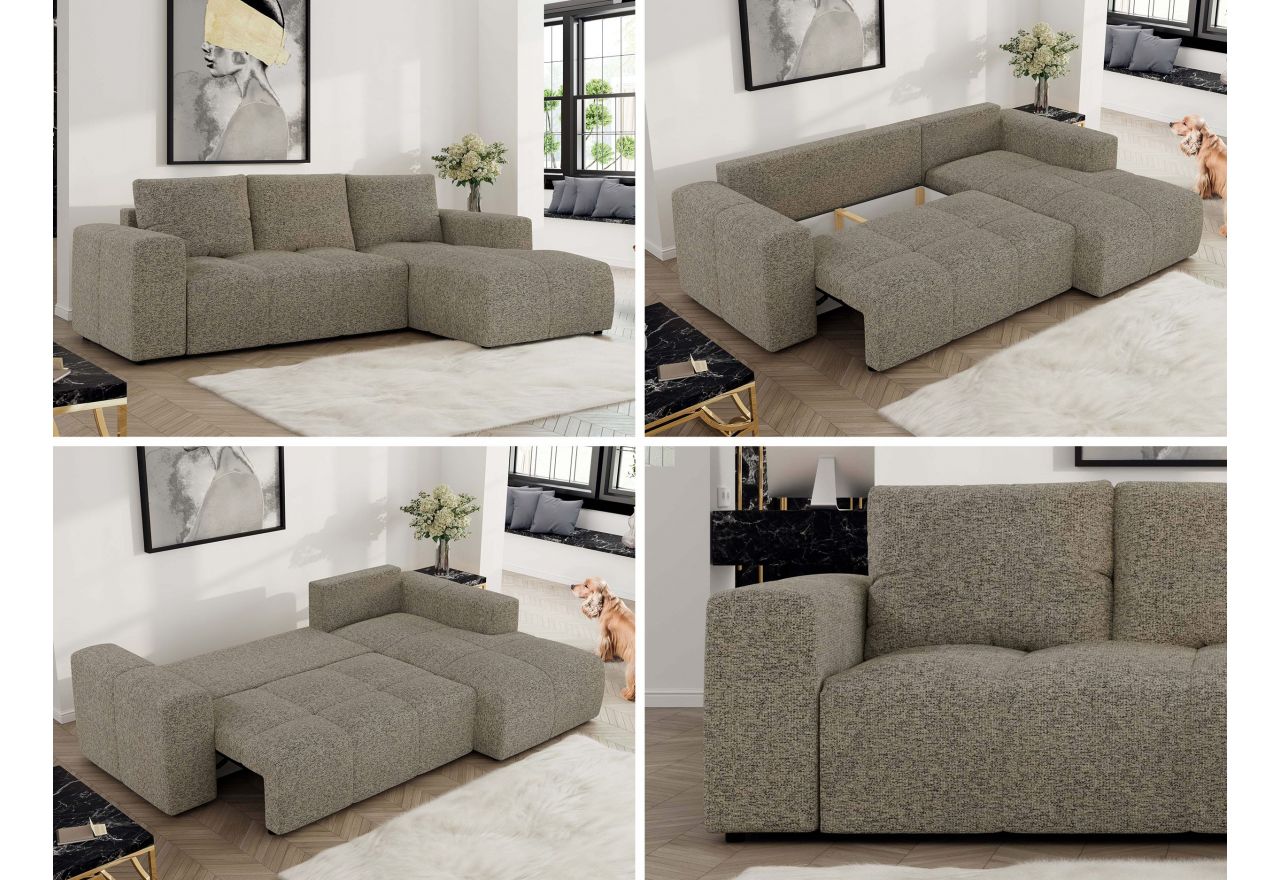 Narożnik MONIVA L - strona prawa - ciemnobeżowy, struktura