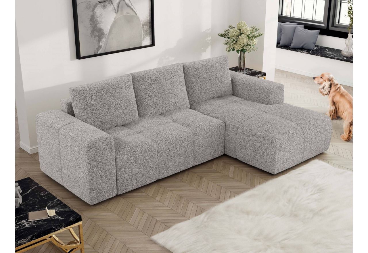 Narożnik MONIVA L - strona prawa - jasnoszary, struktura