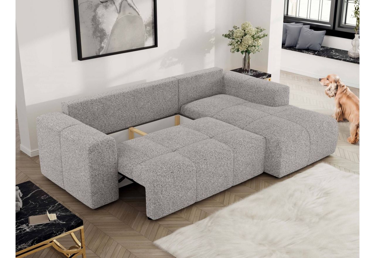 Narożnik MONIVA L - strona prawa - jasnoszary, struktura