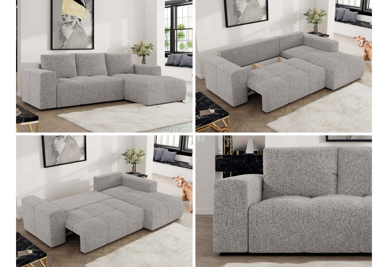 Narożnik MONIVA L - strona prawa - jasnoszary, struktura