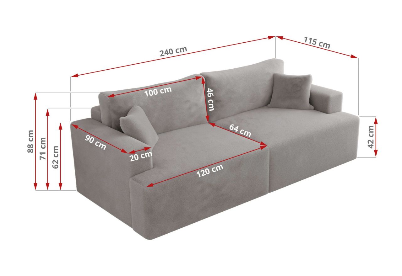 Sofa VIRELLA - jasnoszary, plusz
