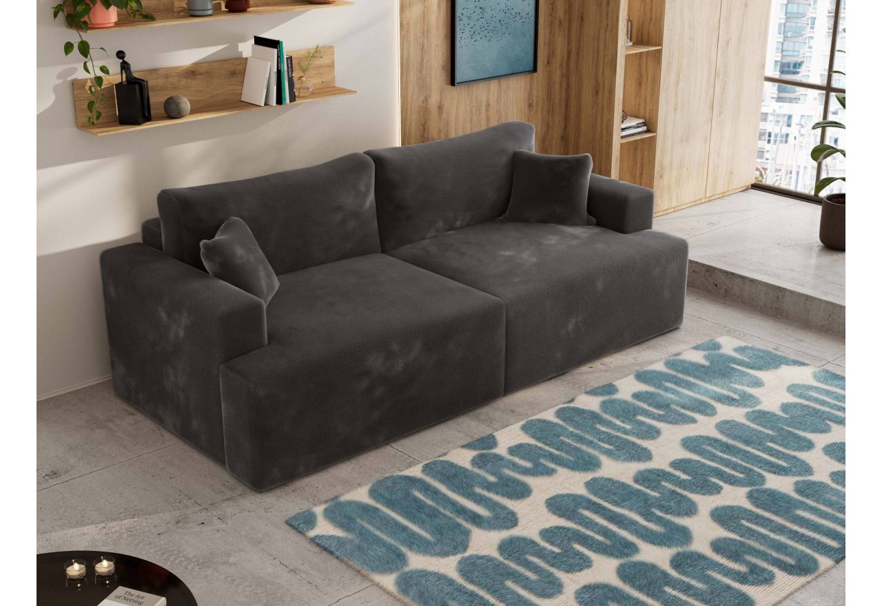 Sofa VIRELLA - ciemnoszary, plusz