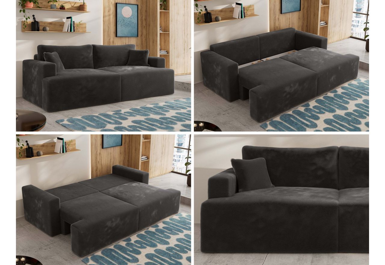 Sofa VIRELLA - ciemnoszary, plusz
