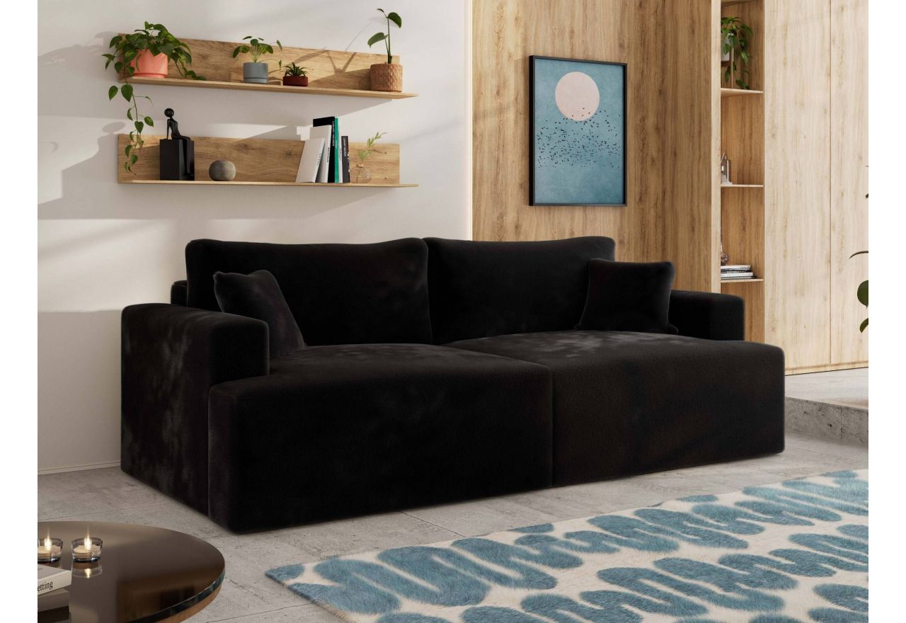 Sofa VIRELLA - czarny, plusz