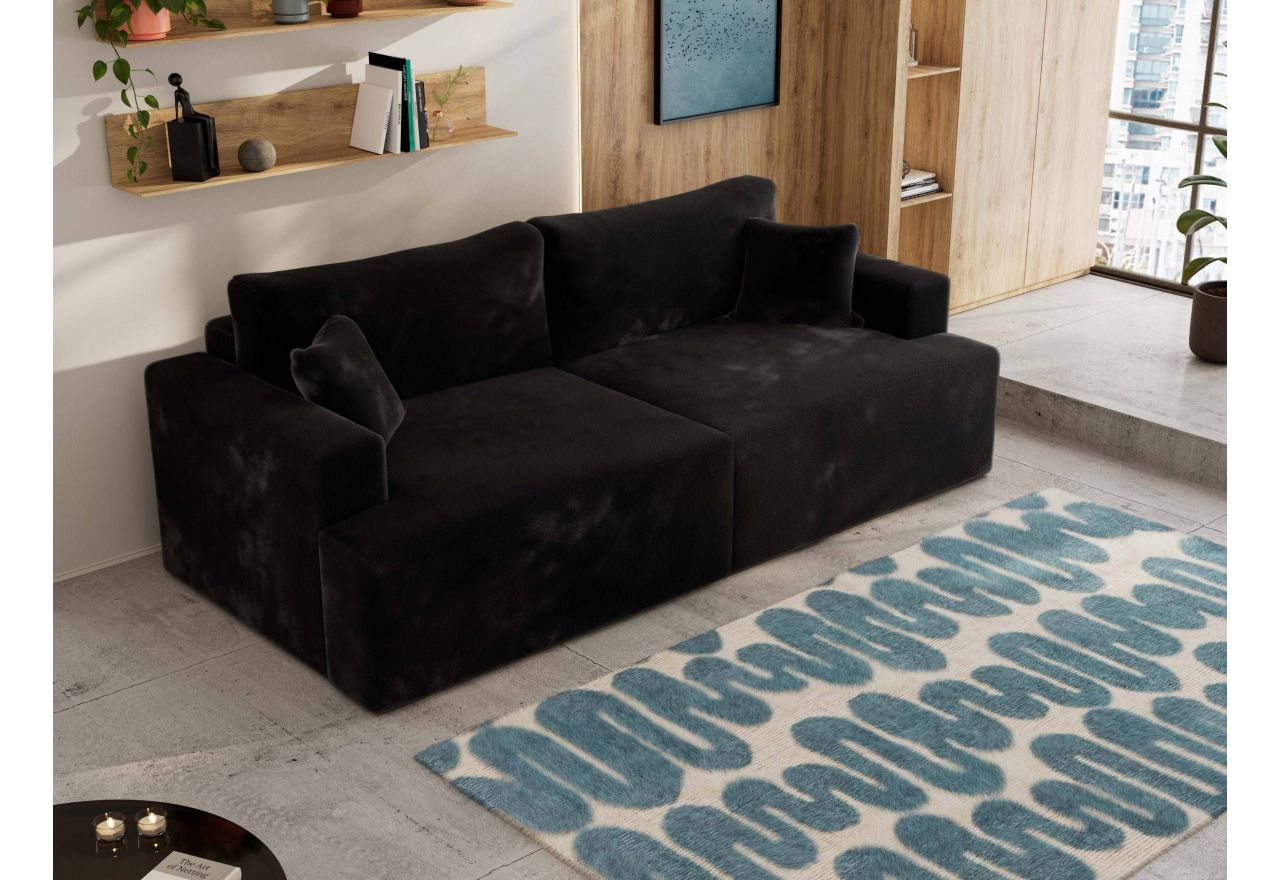 Sofa VIRELLA - czarny, plusz