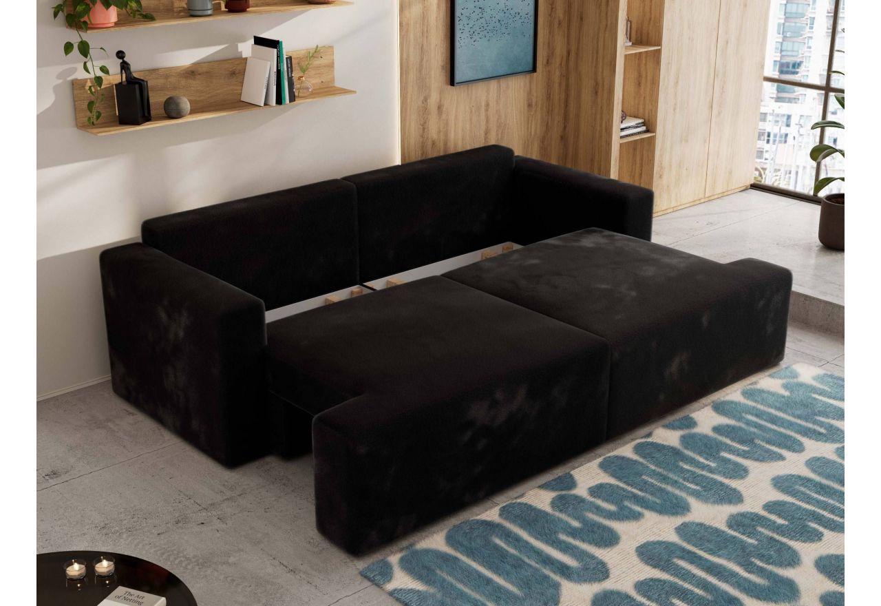Sofa VIRELLA - czarny, plusz