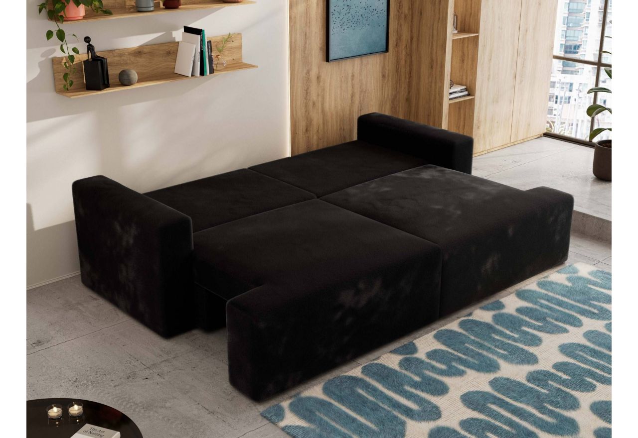 Sofa VIRELLA - czarny, plusz