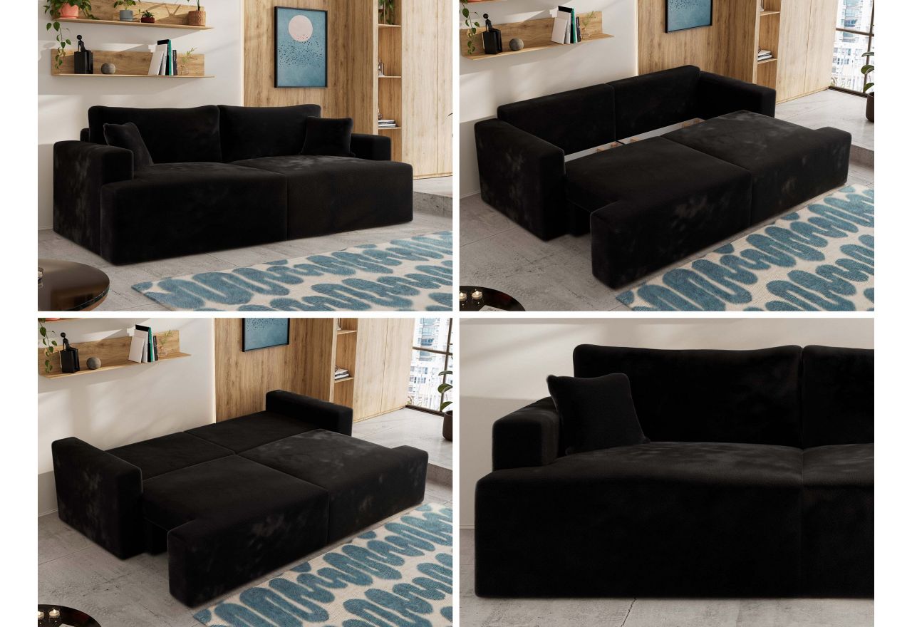 Sofa VIRELLA - czarny, plusz